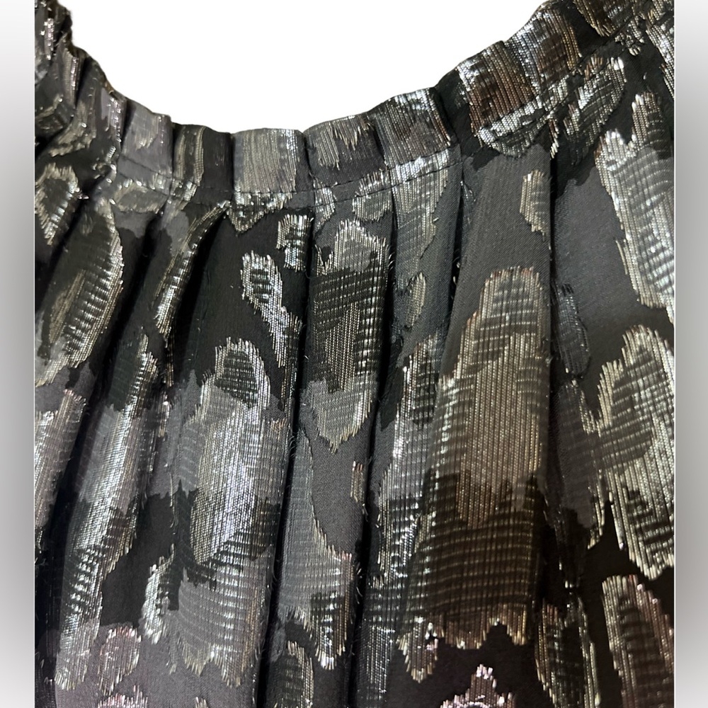 Michael Kors Metallic Silk Dress Size 4 Silver Black Party Cocktail Mini - Picture 10 of 14